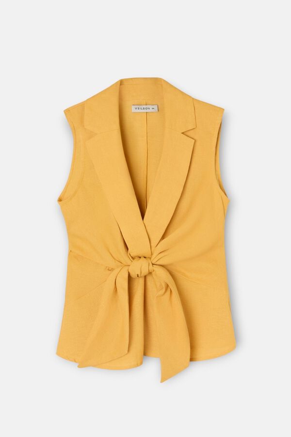 Silbon Linen flap top Yellow