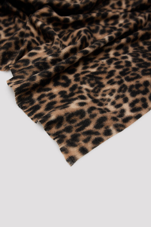 Cortefiel Leopard print scarf Printed brown