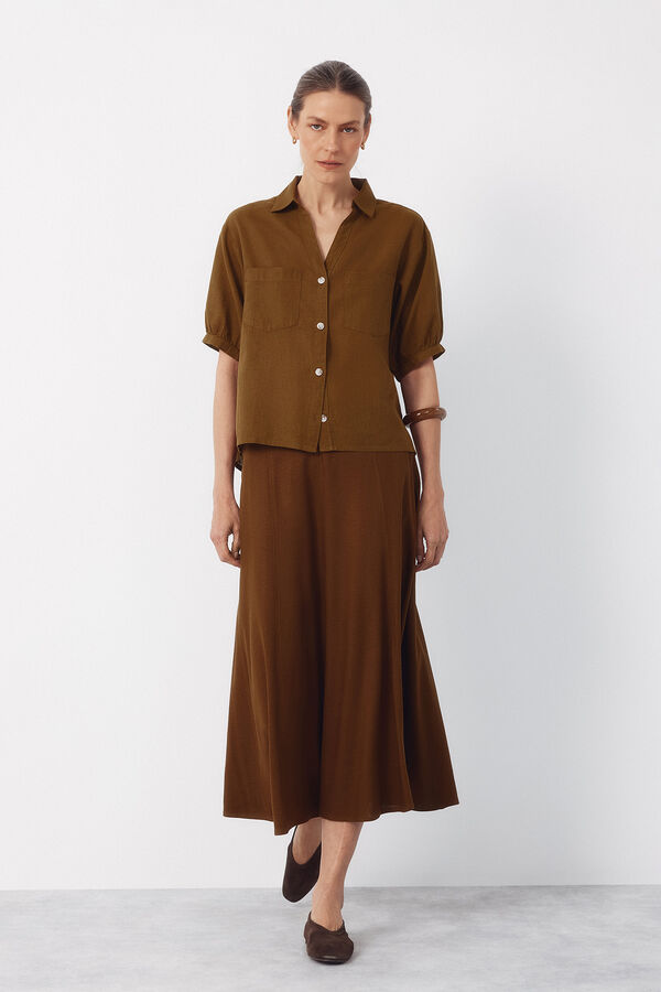 Cortefiel Rustic short sleeve shirt Kaki