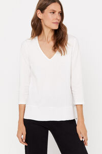 Cortefiel Combined V-neck T-shirt with shirt tails White