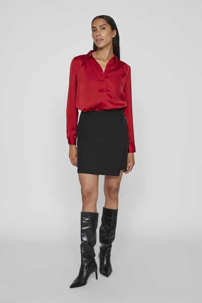 Cortefiel High-rise asymmetric mini skirt Black