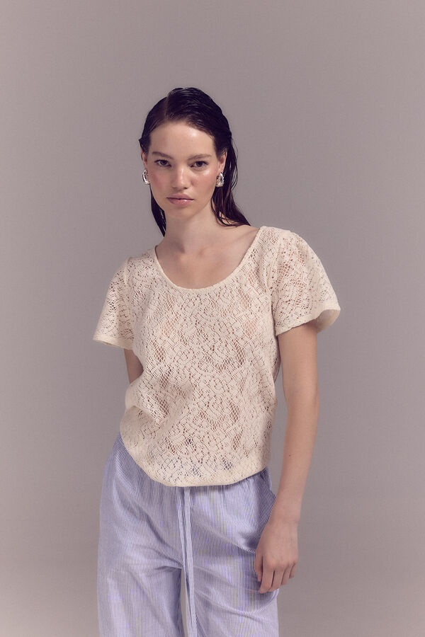 Cortefiel Lace top Ivory