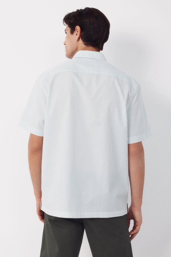 Cortefiel Striped short sleeve shirt Green