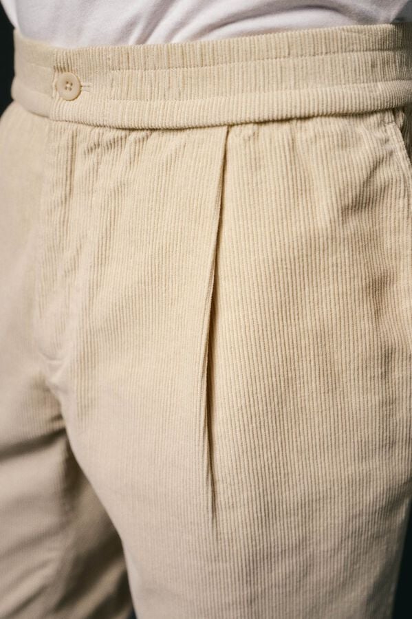 OOTO Calças de veludo veludo com elástico Tostado