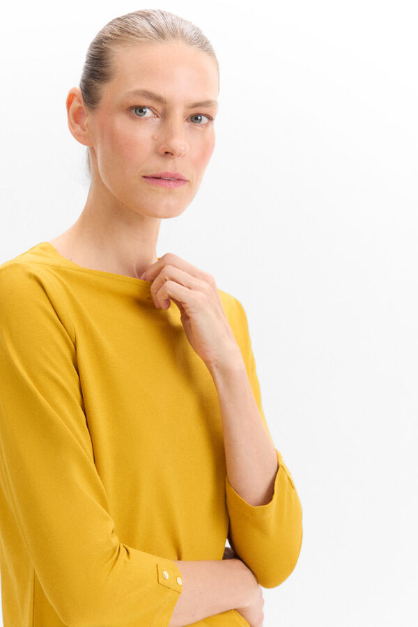 Cortefiel Essential boat neck T-shirt Yellow