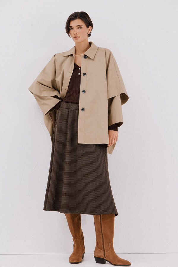Cortefiel Flared jersey-knit skirt Printed beige