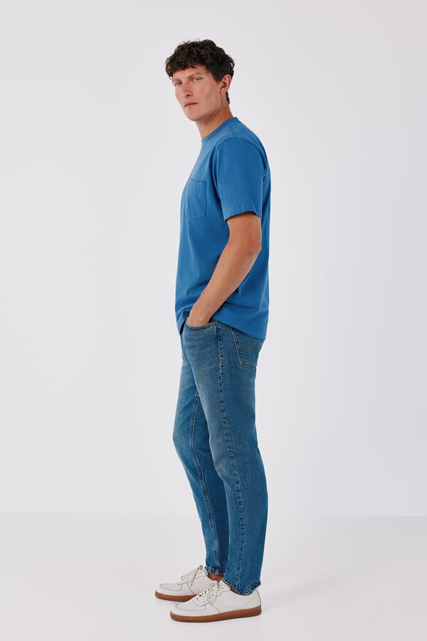 Cortefiel Basic T-shirt Blue