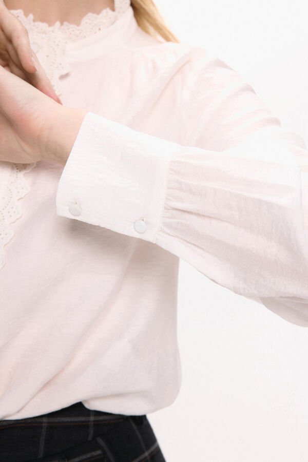 Vila Blusa de manga larga con bordado inglés Blanco