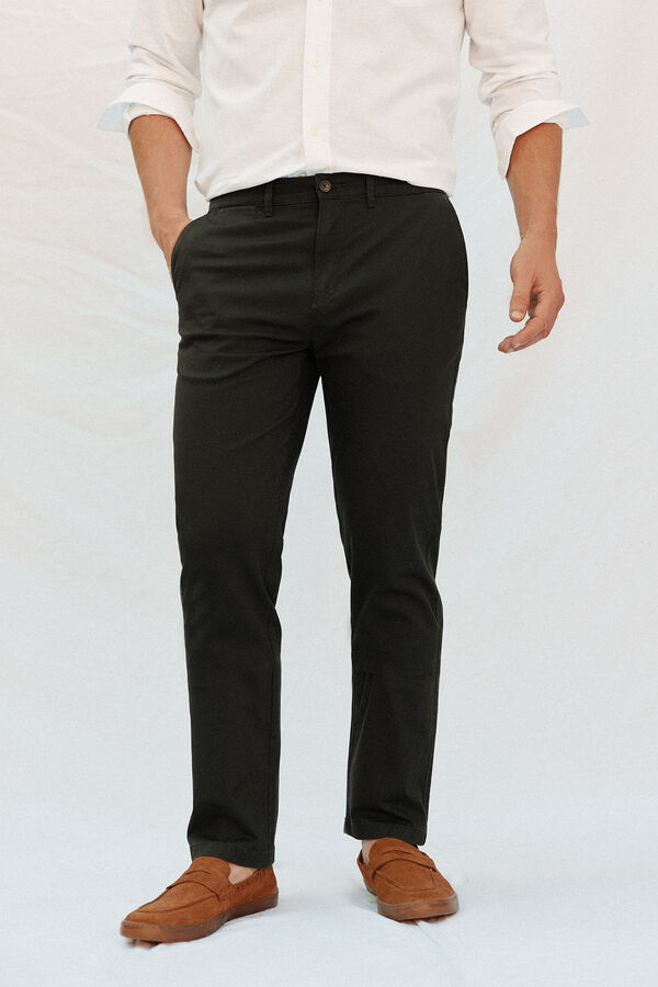 Cortefiel Regular fit lightweight chinos Kaki