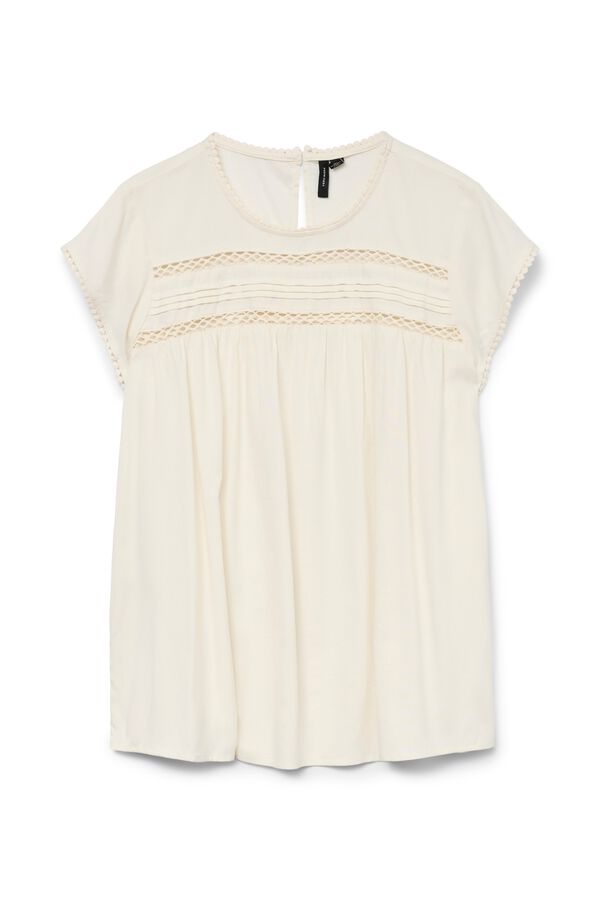 Vero Moda Top manga curta com detalhes de renda Branco