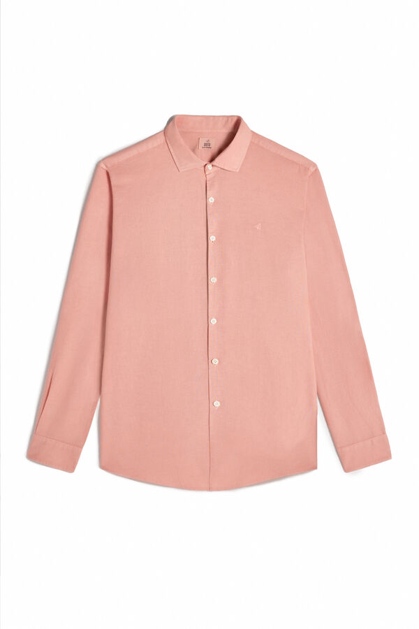 Cortefiel Camisa algodón lino manga larga Rosa