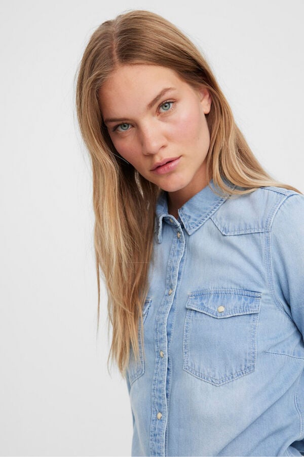 Vero Moda Camisa de manga comprida em denim Azul