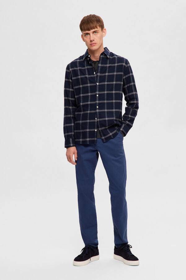 Cortefiel Slim-fit flannel shirt Blue
