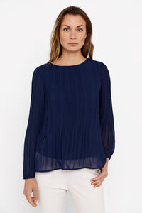 Cortefiel Printed pleated blouse Navy