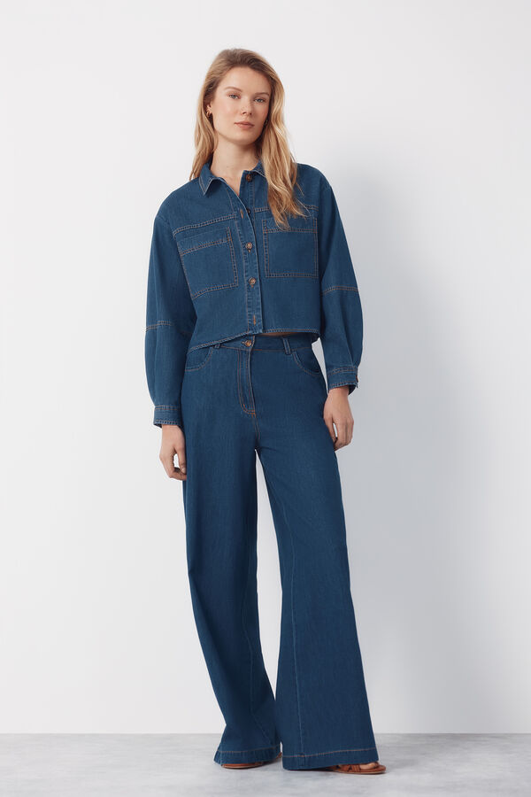 Cortefiel Soft palazzo jeans Blue