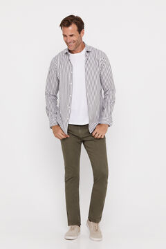 Cortefiel Coloured slim fit 5-pocket trousers. Kaki