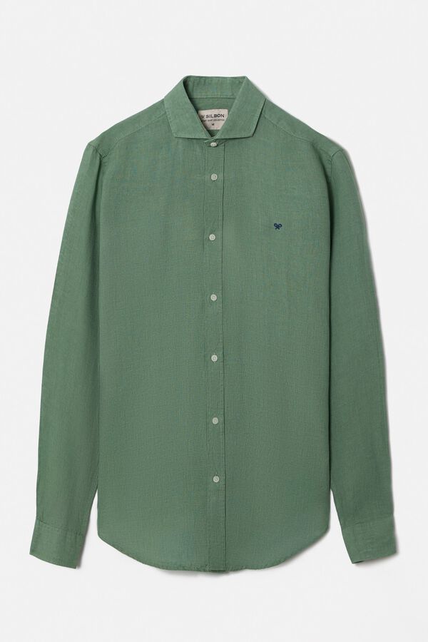 Cortefiel Camisa sport linen Verde