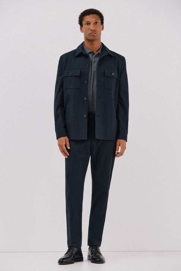 Cortefiel Micro-check cotton pants Navy