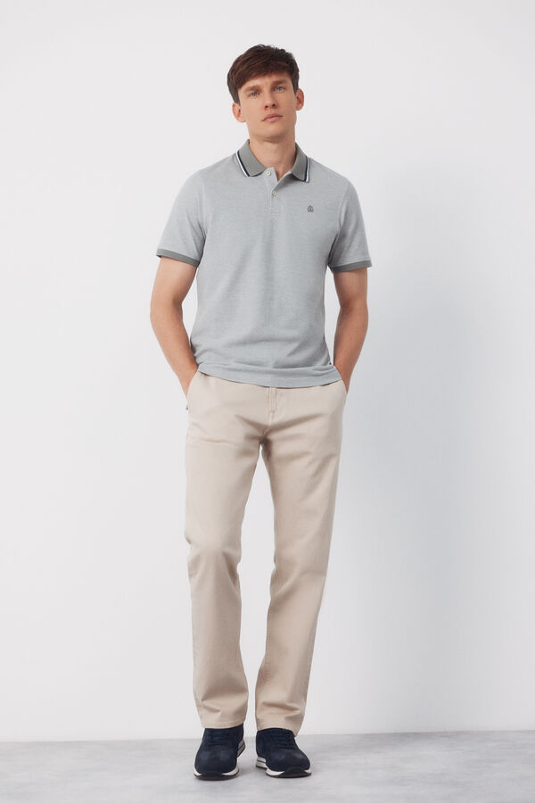 Cortefiel Oxford polo shirt Grey