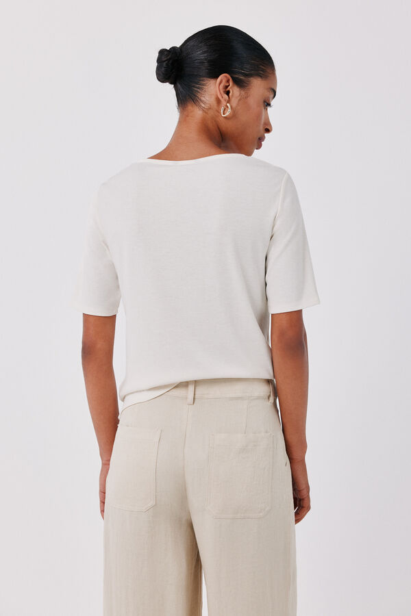 Cortefiel Knot neckline T-shirt White