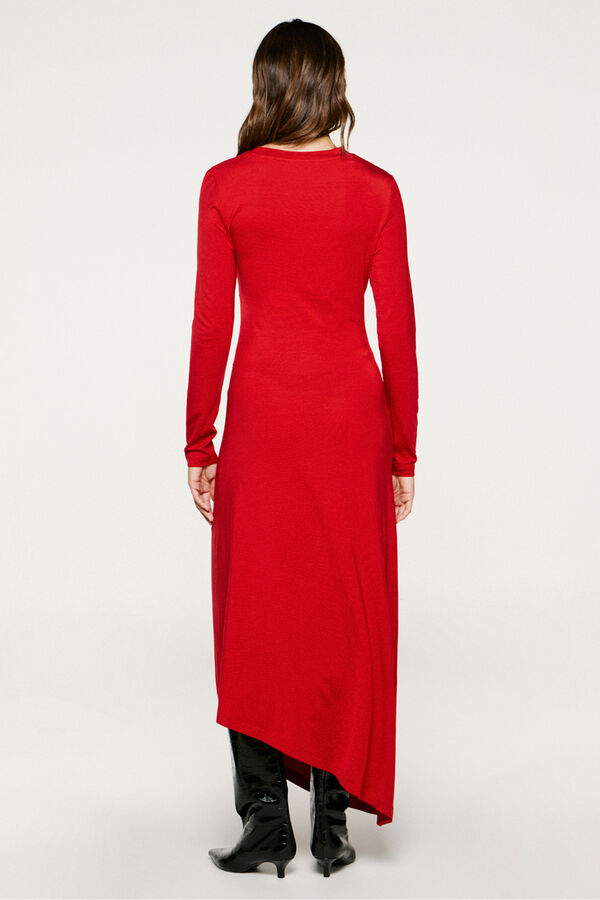 Selected Vestido slim fit assimétrico Vermelho