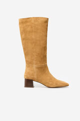 Cortefiel Basic split leather high boot Beige