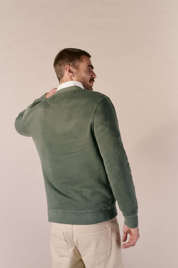 OOTO Sweatshirt b&aacute;sica lavada gola redonda Verde