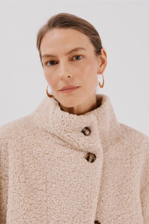 Cortefiel Raw fur effect jacket Nude