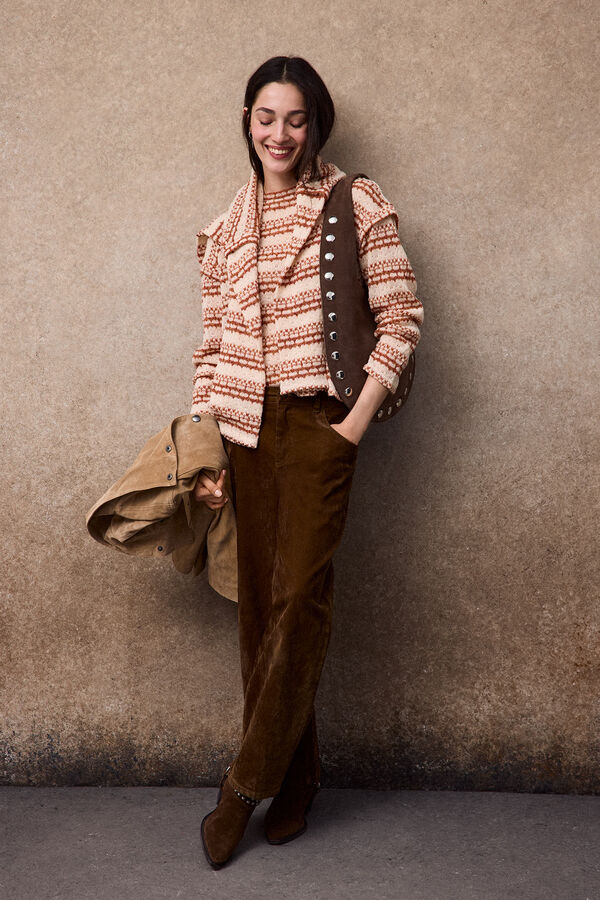 Slowlove Striped structure top Orange
