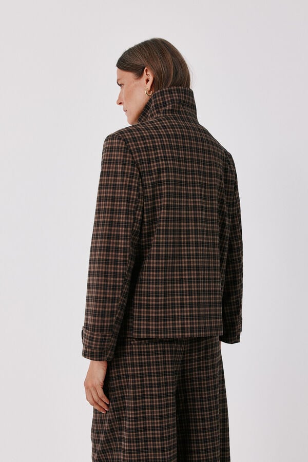 Cortefiel Plaid jacket Printed brown