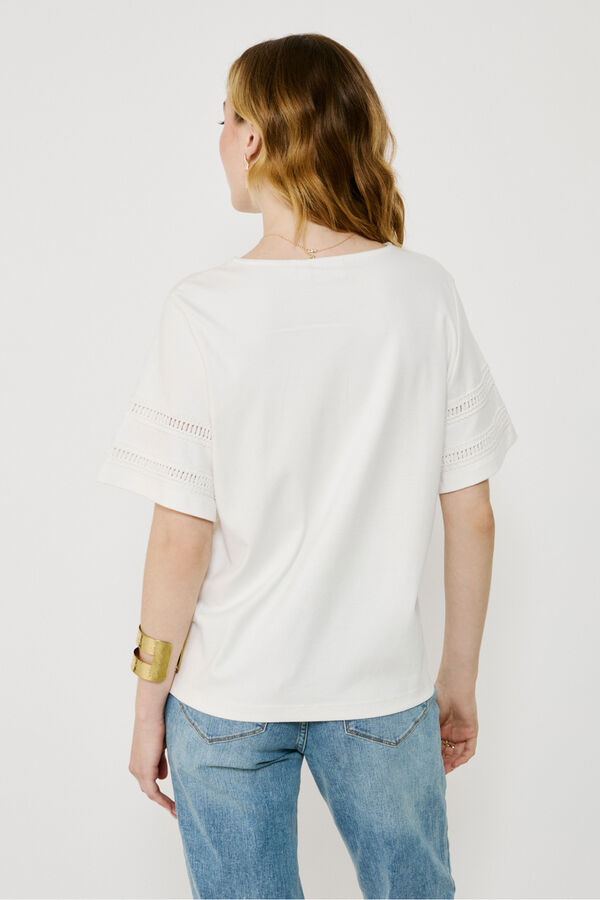 Vila Camiseta de algodão orgânico com vazados Branco