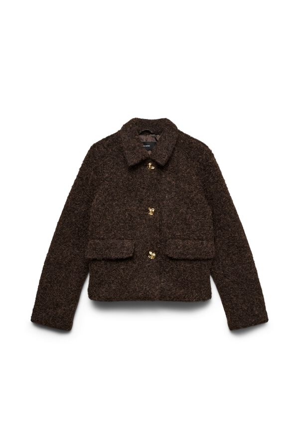Vero Moda Casaco curto com aba Castanho
