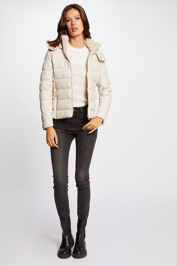 Cortefiel Straight cut hooded puffer jacket Ivory