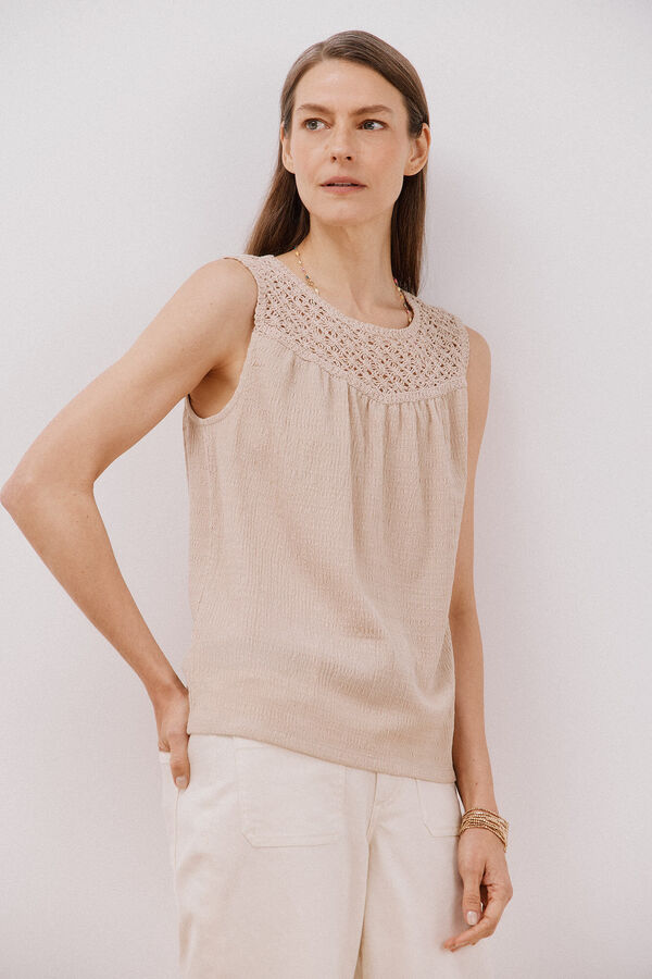 Cortefiel Crochet combined top Ivory