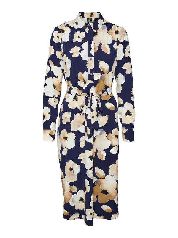 Vero Moda Vestido midi camisero de manga larga Azul