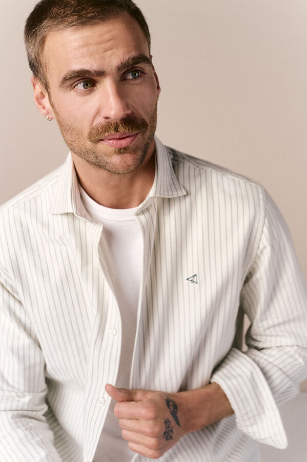 OOTO Camisa oxford rayas manga larga Verde