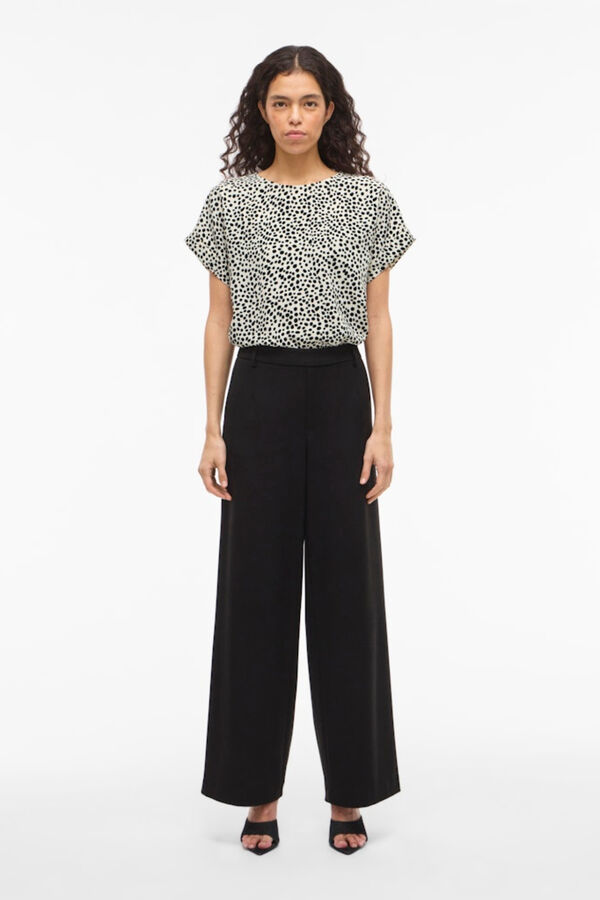 Vila Top de manga curta com gola redonda Impress&atilde;o