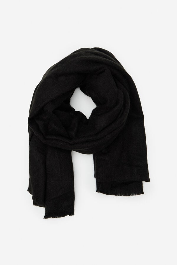 Cortefiel Basic plain jersey-knit scarf Black