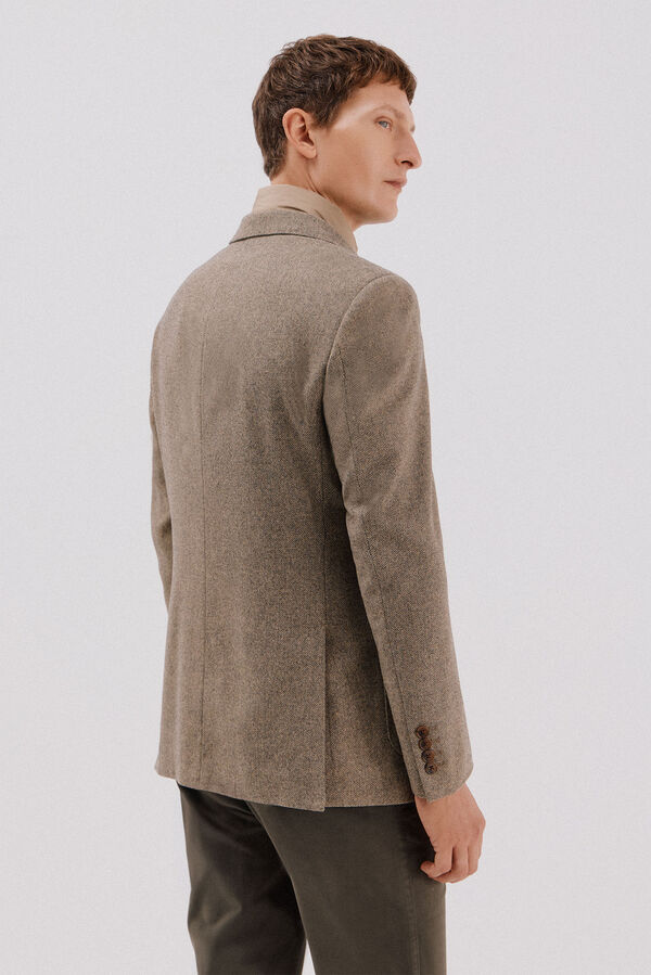 Cortefiel Wool blazer with removable lining Beige