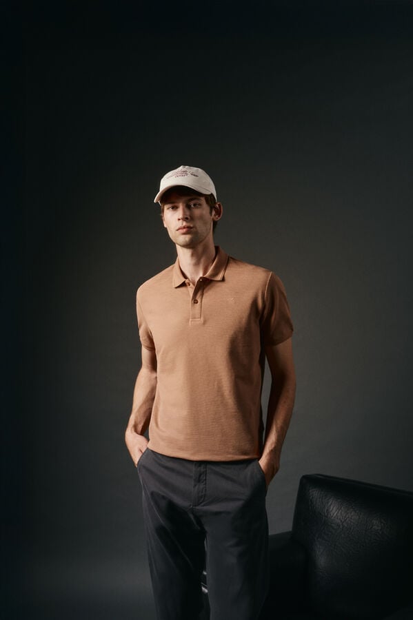 OOTO Polo piqué slub Castanho