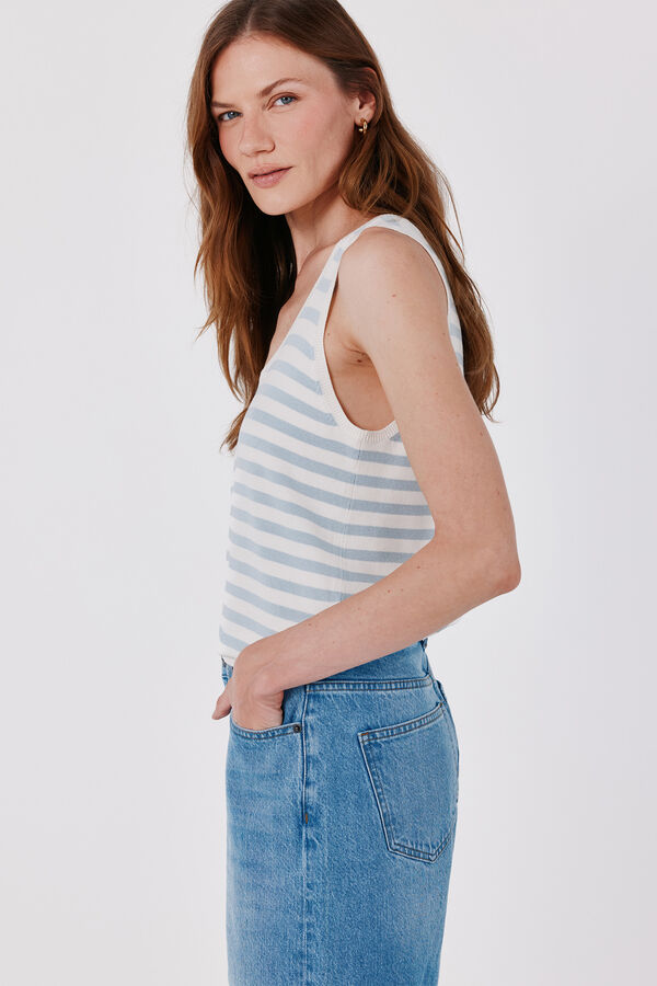 Cortefiel Striped knit top Blue
