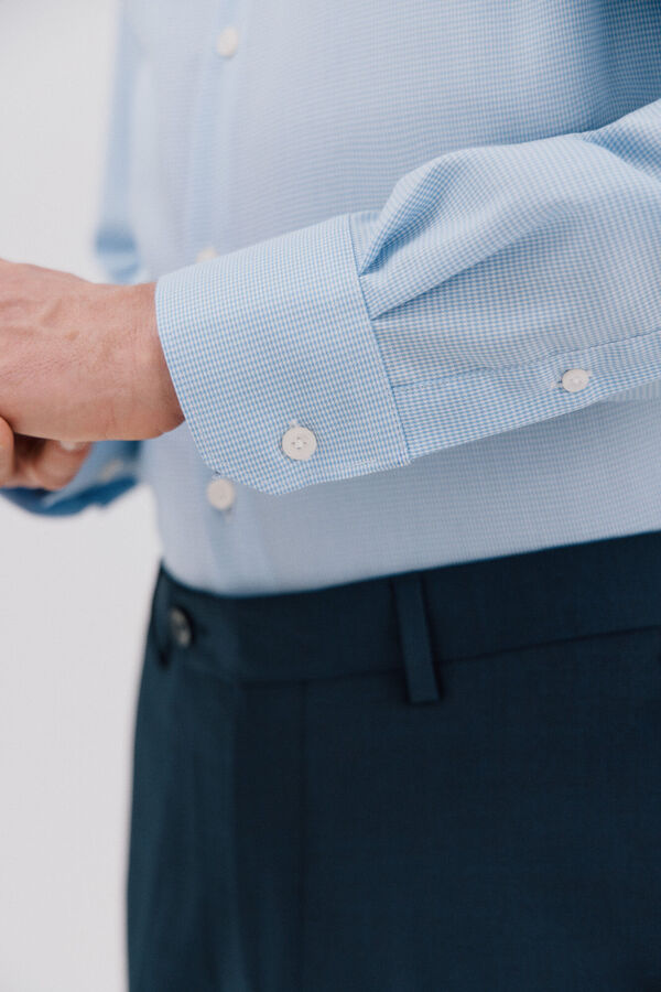 Cortefiel Easy iron houndstooth dress shirt Blue