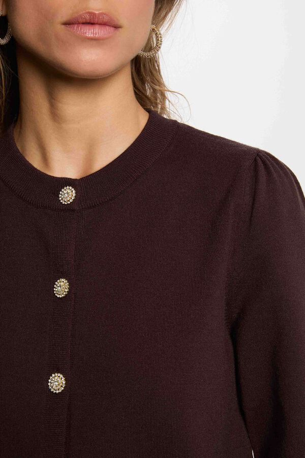 Morgan Round neck knit cardigan Dark brown