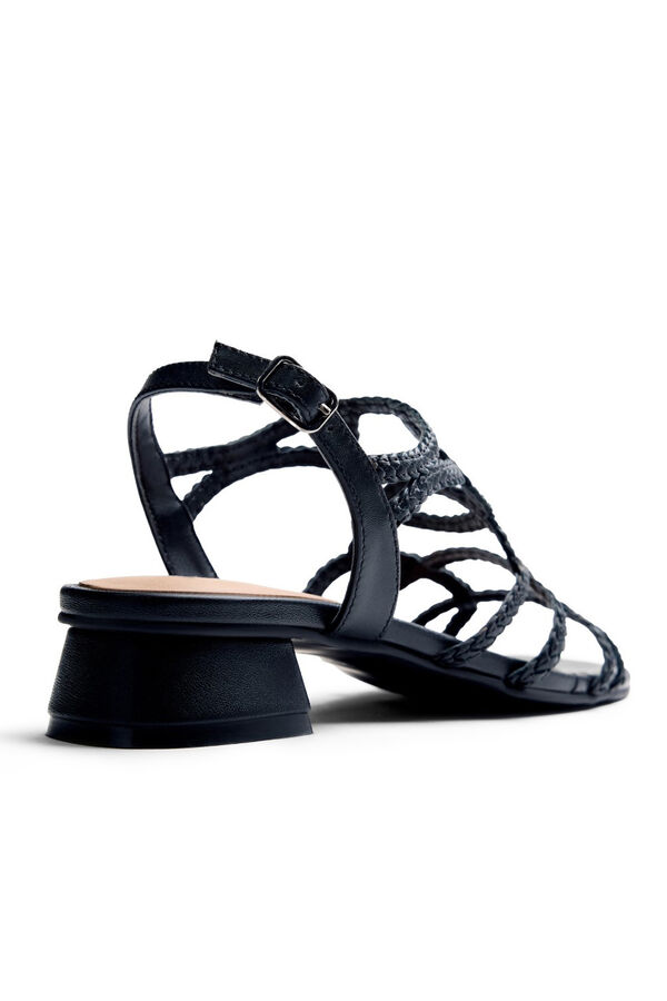 Gioseppo Sand&aacute;lias de salto em pele entran&ccedil;ada Preto