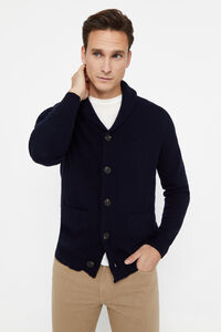 Cortefiel Lambswool cardigan with buttons Navy