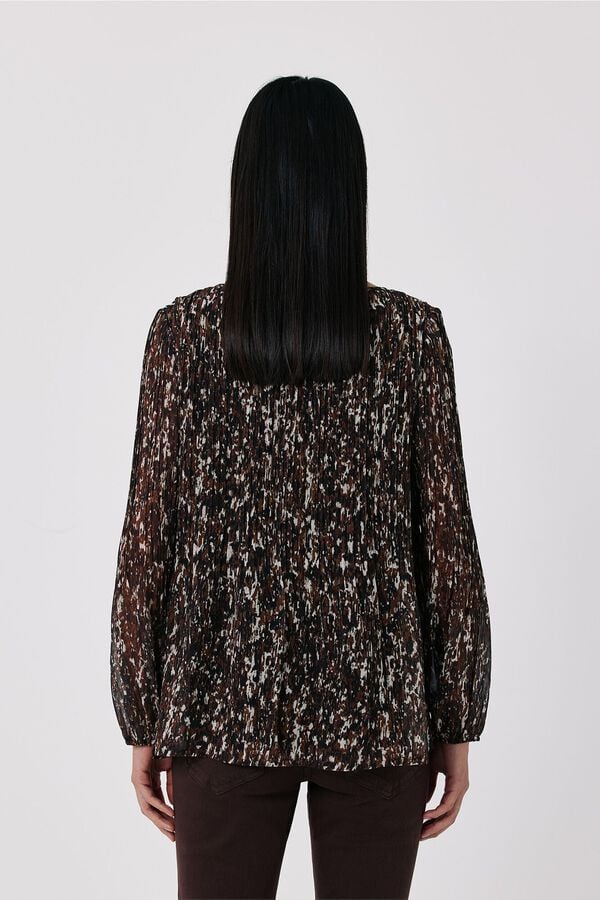 Cortefiel Pleated blouse Printed brown
