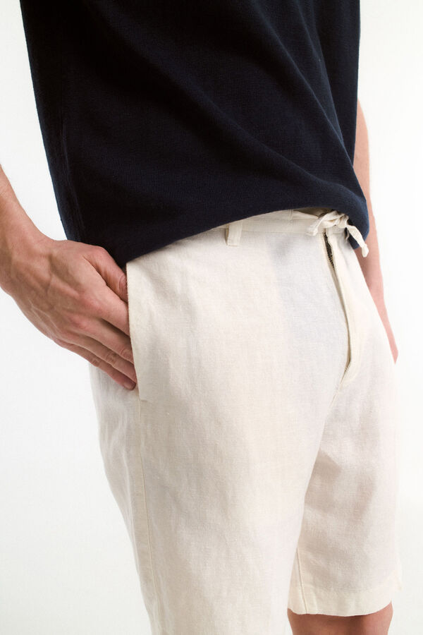Selected Bermuda de linho com caimento relaxado Branco