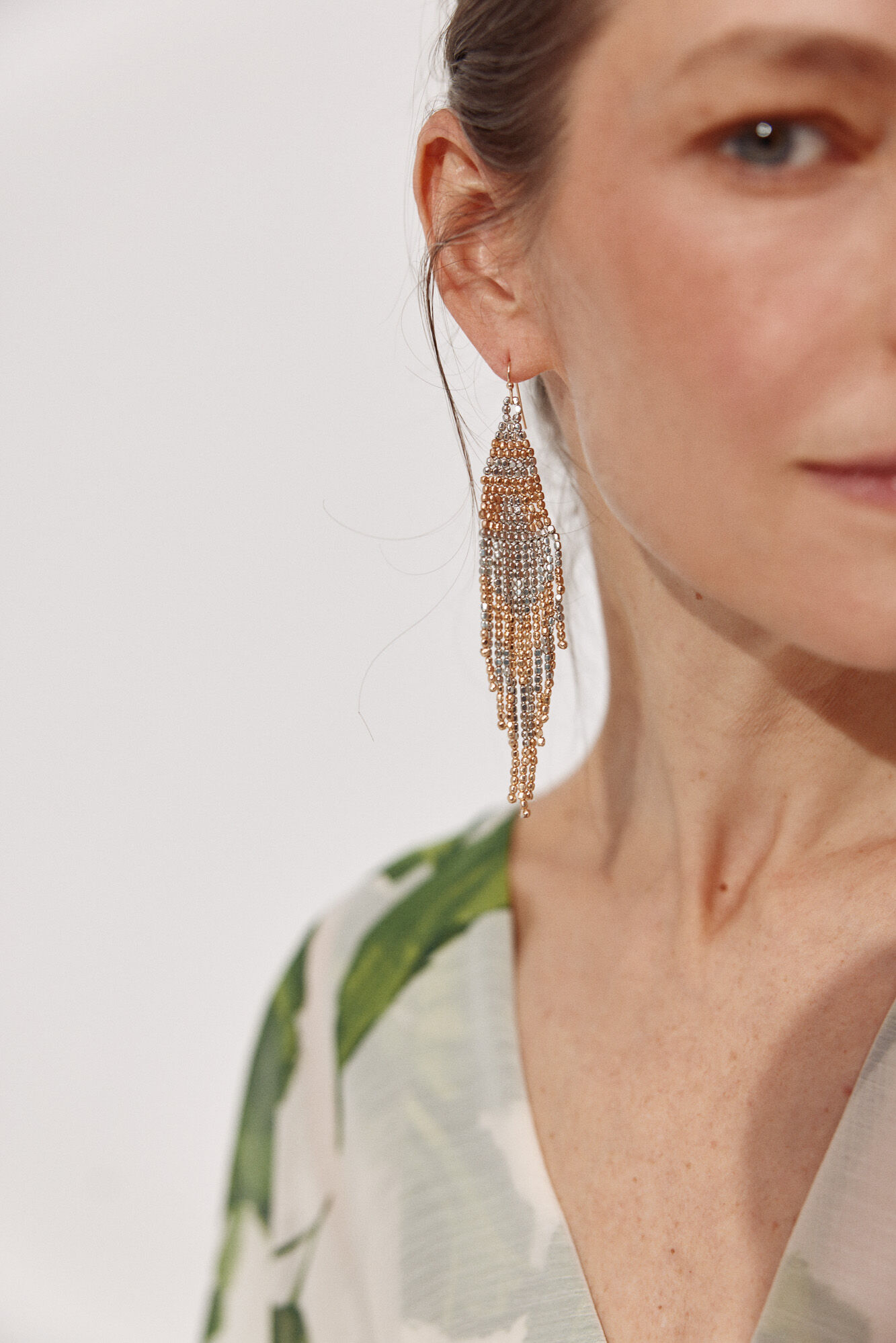 Cortefiel Two-tone beaded earrings