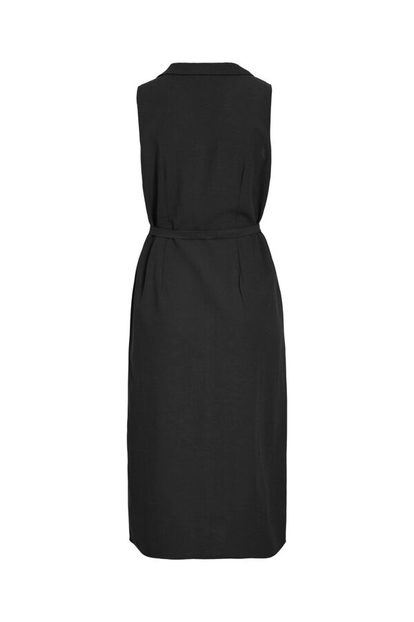 Vila Vestido midi camiseiro de linho Preto