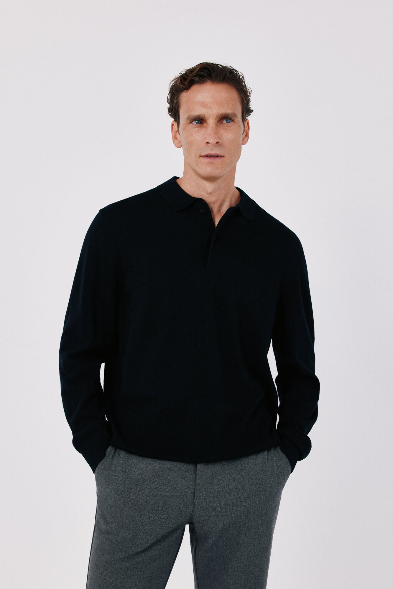 Cortefiel Cotton cashmere knit polo neck jumper
